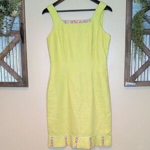 Althuser Green Sleeveless Linen Sheath Midi Dress